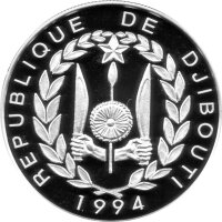 Djibouti 100 France 1994 - Gefährdete Wildtiere "Zebra" - Silber PP