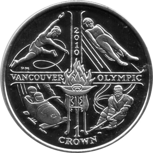 Isle of Man 1 Crown 2010 - XXI. Olympische Winterspiele 2010 in Vancouver "Eissport" - Silber PP