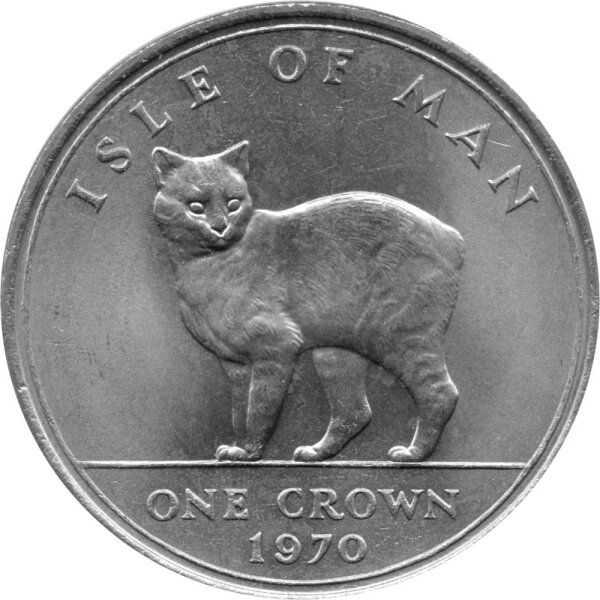 Isle of Man 1 Crown 1970 - Manx-Katze - Silber