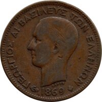 Griechenland 5 Lepta 1869 - König Georg I. - Umlaufmünze - Bronze