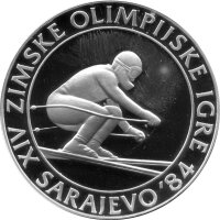 Jugoslawien 500 Dinar 1982 - XIV. Olympische Winterspiele 1984 in Sarajevo - Silber PP