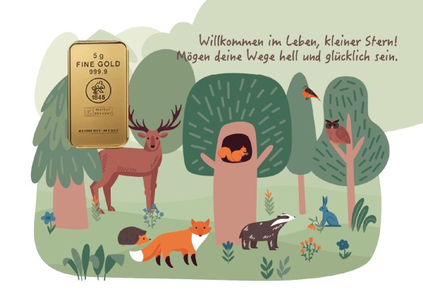 Geschenkbarren - 5 Gramm Goldbarren - Tiere