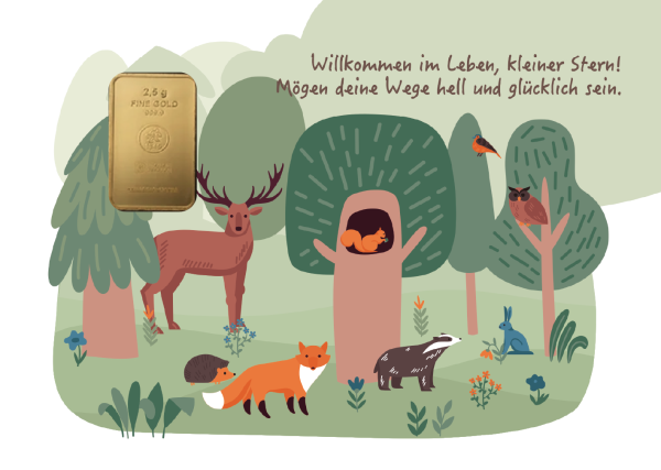 Geschenkbarren - 2,5 Gramm Goldbarren - Tiere