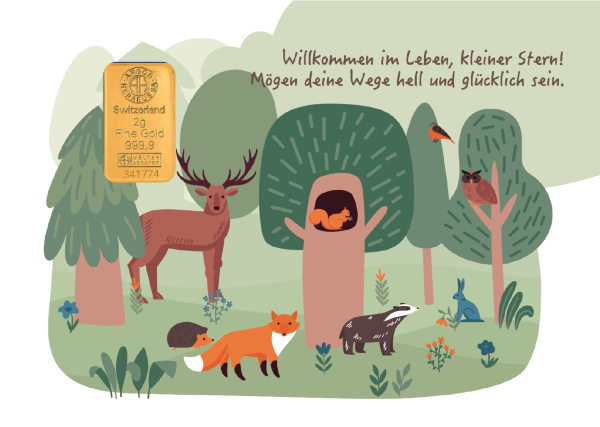Geschenkbarren - 2 Gramm Goldbarren - Tiere