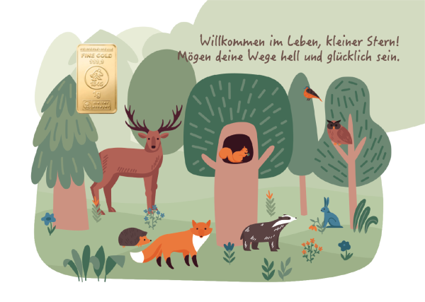Geschenkbarren - 1 Gramm Goldbarren - Tiere