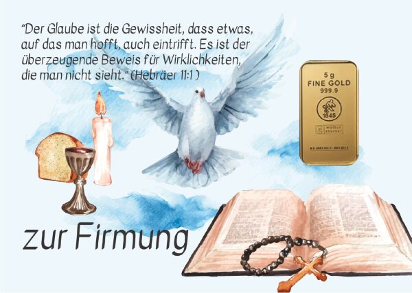 Geschenkbarren - 5 Gramm Goldbarren - Firmung "die Bibel"