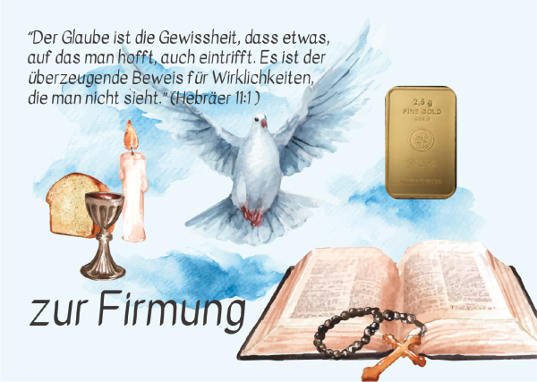 Geschenkbarren - 2,5 Gramm Goldbarren - Firmung "die Bibel"