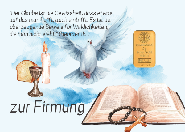 Geschenkbarren - 2 Gramm Goldbarren - Firmung "die Bibel"
