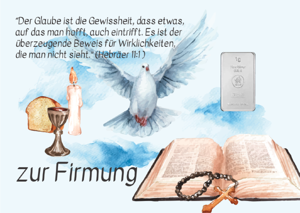 Geschenkbarren - 1 Gramm Silberbarren - Firmung "die Bibel"