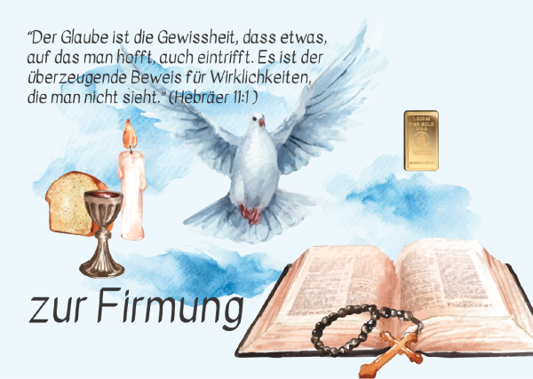 Geschenkbarren - 0,1555 Gramm Goldbarren 1/200 oz - Firmung "die Bibel"