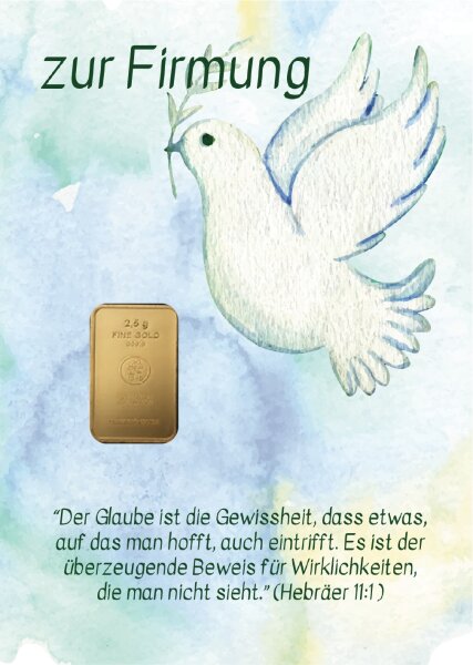 Geschenkbarren - 2,5 Gramm Goldbarren - Firmung "die Taube"