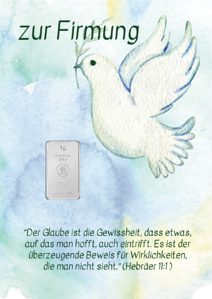 Geschenkbarren - 1 Gramm Silberbarren - Firmung "die Taube"