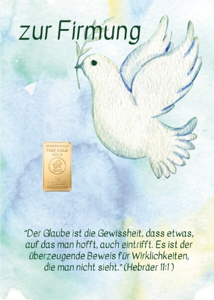 Geschenkbarren - 1 Gramm Goldbarren - Firmung "die Taube"