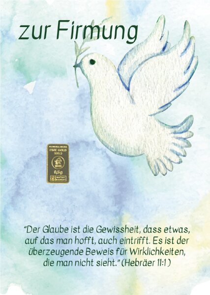 Geschenkbarren - 0,5 Gramm Goldbarren - Firmung "die Taube"