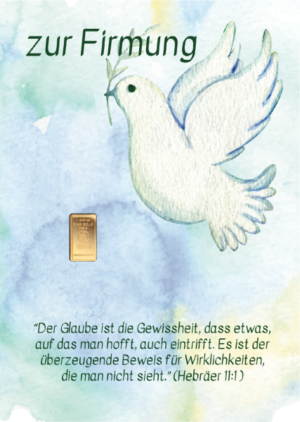 Geschenkbarren - 0,1555 Gramm Goldbarren 1/200 oz - Firmung "die Taube"