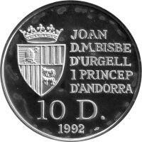 Andorra 10 Diners 1992 - Wildtiere "Pyrenäen-Gämse" - 1 oz Silber PP