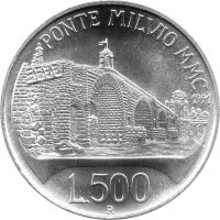Italien 500 Lire 1991 - 2100 Jahre Ponte Milvio - Silber