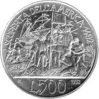 Italien 500 Lire 1992 - 500 Jahre Entdeckung Amerikas - Silber