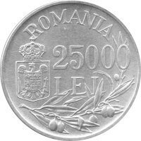 Rumänien 25.000 Lei 1946 - König Michael I. Umlaufmünze - Silber