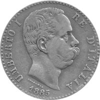 Italien 2 Lire 1885 - König Umberto I. - Silber