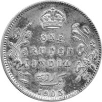Britisch Indien 1 Rupie 1905 - König Edward VII. - Silber