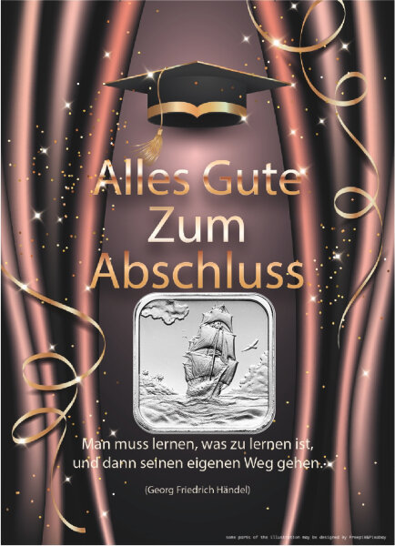 Geschenkbarren - 7,775 Gramm (1/4 oz) Münzbarren H&M Ascension Island Segelschiff - Abschluss Studentenhut