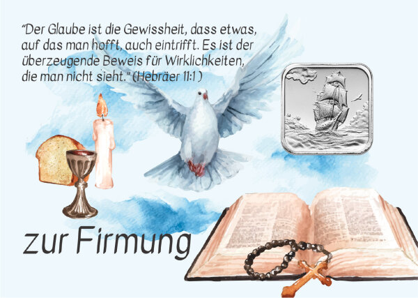 Geschenkbarren - 3,11 Gramm (1/10 oz) Münzbarren H&M Ascension Island Segelschiff - Firmung "die Bibel"