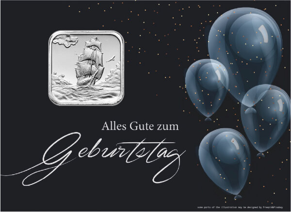 Geschenkbarren - 7,775 Gramm (1/4 oz) Münzbarren H&M Ascension Island Segelschiff - Luftballons Dunkel