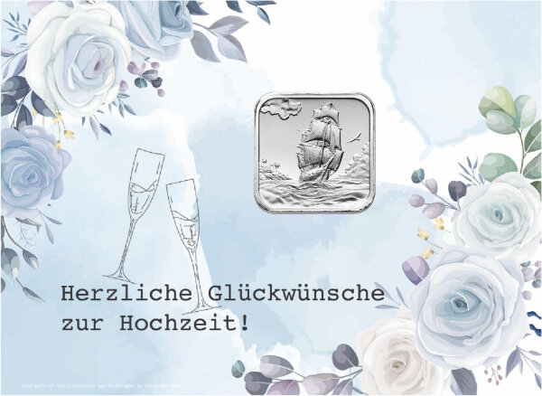 Geschenkbarren - 3,11 Gramm (1/10 oz) Münzbarren H&M Ascension Island Segelschiff - Hochzeit Blumen