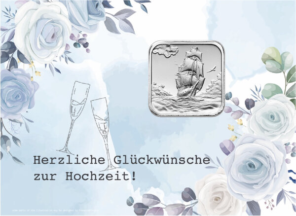 Geschenkbarren - 7,775 Gramm (1/4 oz) Münzbarren H&M Ascension Island Segelschiff - Hochzeit Blumen