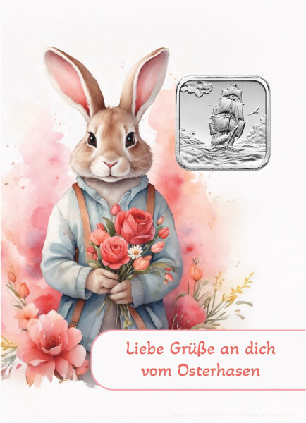 Geschenkbarren - 3,11 Gramm (1/10 oz) Münzbarren H&M Ascension Island Segelschiff - Ostern Rose