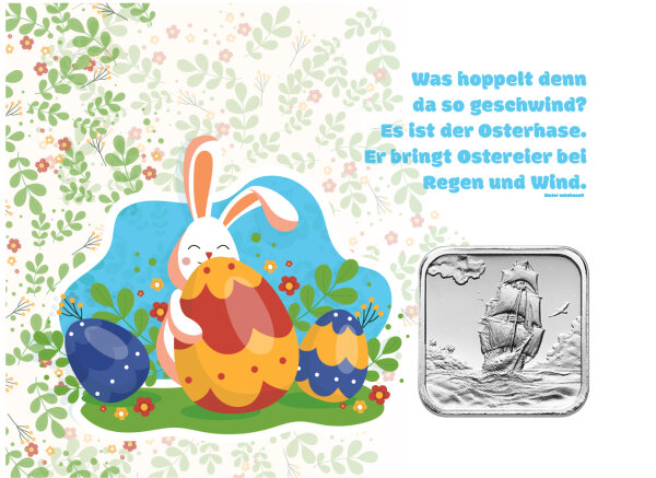 Geschenkbarren - 7,775 Gramm (1/4 oz) Münzbarren H&M Ascension Island Segelschiff - Ostern Grün