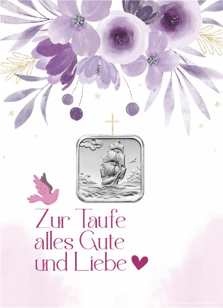 Geschenkbarren - 3,11 Gramm (1/10 oz) Münzbarren H&M Ascension Island Segelschiff - Zur Taufe Rose