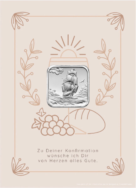 Geschenkbarren - 3,11 Gramm (1/10 oz) Münzbarren H&M Ascension Island Segelschiff - Konfirmation Beige
