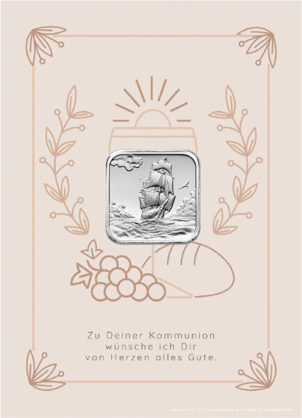 Geschenkbarren - 3,11 Gramm (1/10 oz) Münzbarren H&M Ascension Island Segelschiff - Kommunion Beige