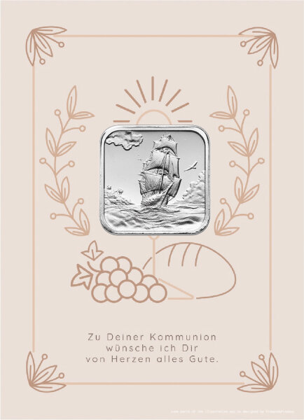 Geschenkbarren - 7,775 Gramm (1/4 oz) Münzbarren H&M Ascension Island Segelschiff - Kommunion Beige