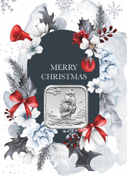 Geschenkbarren - 7,775 Gramm (1/4 oz) Münzbarren H&M Ascension Island Segelschiff - XXL Weihnachten Merry Christmas