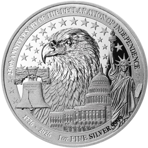 Ruanda 250. Jahrestag Unabhängigkeitserklärung USA 2026 1 oz Silber