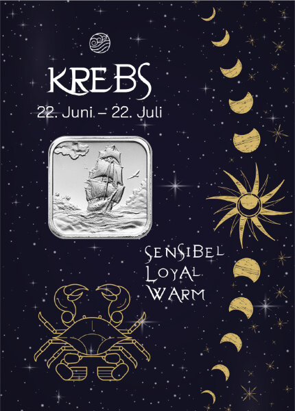 Geschenkbarren - 7,775 Gramm (1/4 oz) Münzbarren H&M Ascension Island Segelschiff - Krebs 95 x 69 mm