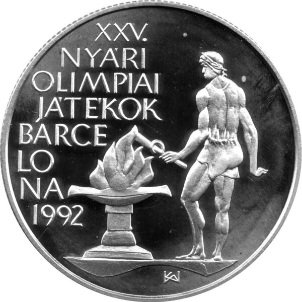 Ungarn 500 Forint 1989 - XXV. Olympische Sommerspiele 1992 in Barcelona "Olympisches Feuer" - Silber PP