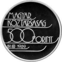 Ungarn 500 Forint 1989 - XVI. Olympische Winterspiele 1992 in Albertville "Eishockey" - Silber PP