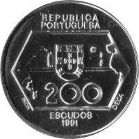 Portugal 200 Escudos 1991 - Portugiesische Entdeckungen "Navigation nach Westen" - Silber