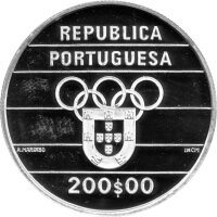 Portugal 200 Escudos 1992 - XXV. Olympische Sommerspiele 1992 in Barcelona - Silber PP