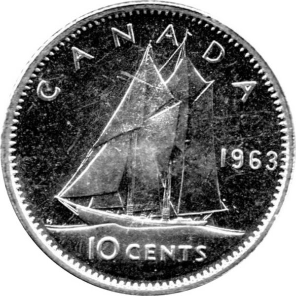 Kanada 10 Cents Typ 1953-1964  - "Segelschiff" - Silber