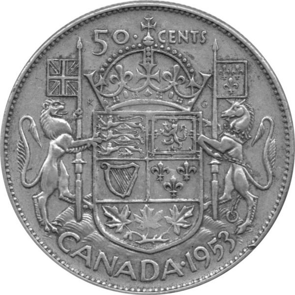 Kanada 50 Cents Typ 1953-1958 - "Königliches Wappen" - Silber