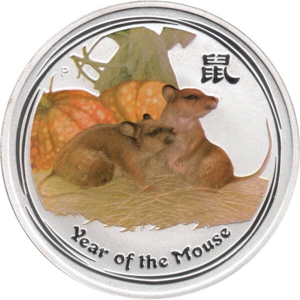 Australien Lunar II 2008 Jahr der Maus 2 oz Silber coloriert