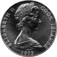 Cook Islands 2,5 Dollars 1973 - James Cooks zweite Pazifik-Reise - Silber