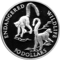 Cook Islands 50 Dollars 1992 - Bedrohte Tierwelt...