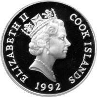 Cook Islands 50 Dollars 1992 - Bedrohte Tierwelt "Katta-Lemur" - Silber PP