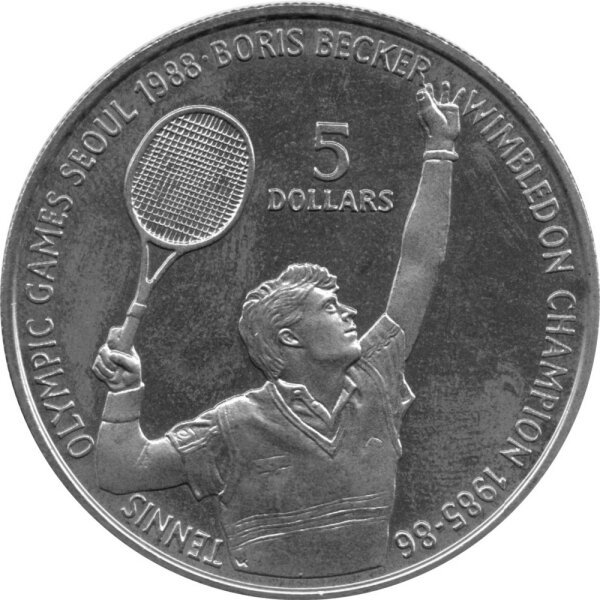 Niue 5 Dollars 1987 - XXIV. Olympische Sommerspiele 1988 in Seoul "Boris Becker" - Ku-Ni